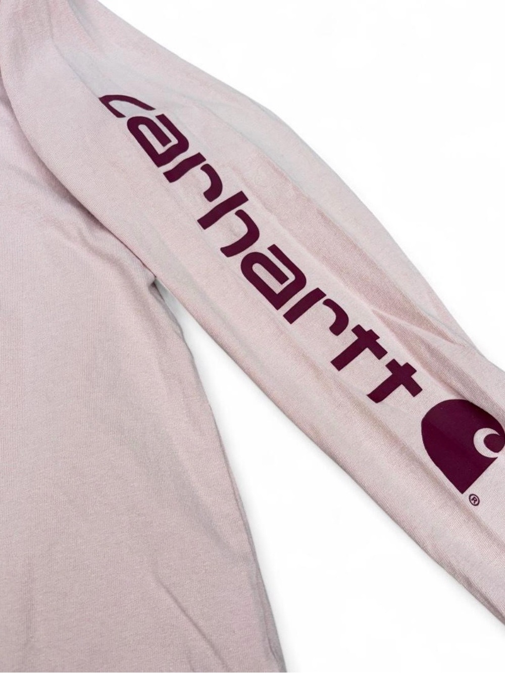 Carhartt Women's Sz. S Loose Fit Heavyweight Long Sleeve Logo T-Shirt- Ash Rose - Picture 4 of 5